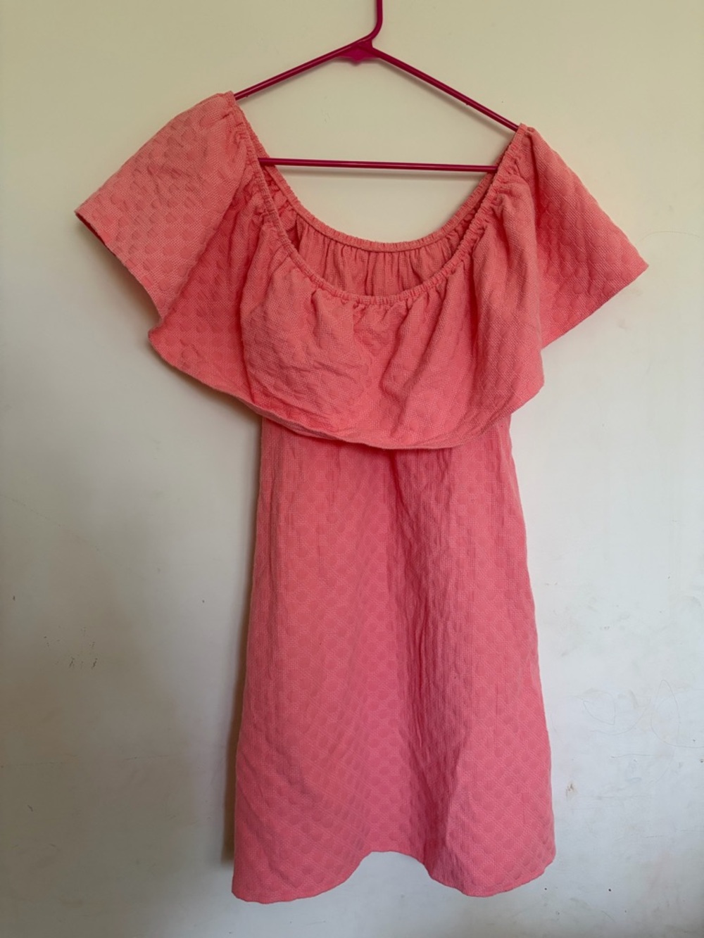Cupcakes & Cashmere Women Dress Lulu Pink Off Shoulder Ruffle Dress Size L